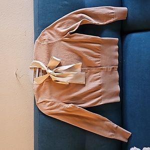 Nude Cotton Blend Cardigan with Bow 🎀 Tie